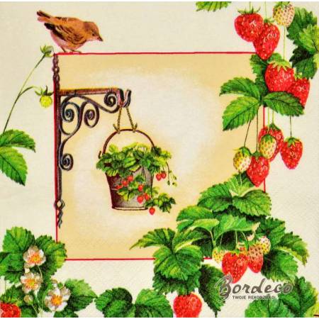 Serwetka decoupage firmy AMBIENTE truskawki 33x33cm